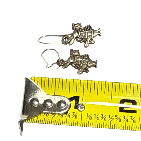 Vintage Alice in Wonderland White Rabbit Charm Earrings Brass Tone Hook Dangle - Picture 6 of 6